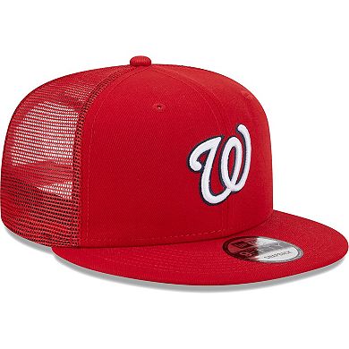 Men's New Era Red Washington Nationals Team Color Trucker 9FIFTY Snapback Hat