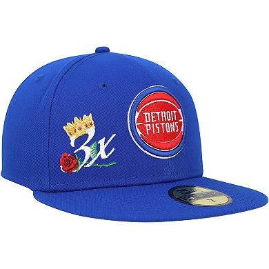 Men's New Era  Blue Detroit Pistons Crown Champs 59FIFTY Fitted Hat