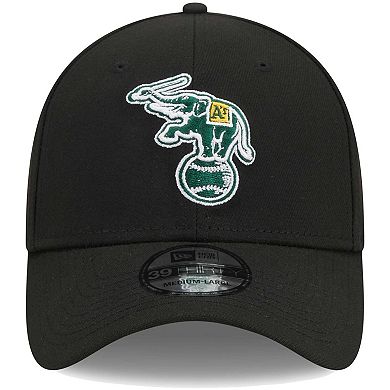 Men's New Era Black Oakland Athletics Logo 39THIRTY Flex Hat