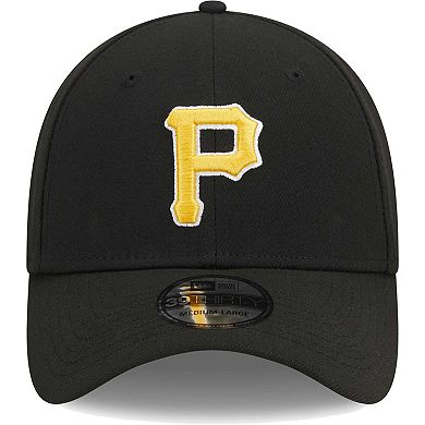Men's New Era Black Pittsburgh Pirates Logo 39THIRTY Flex Hat