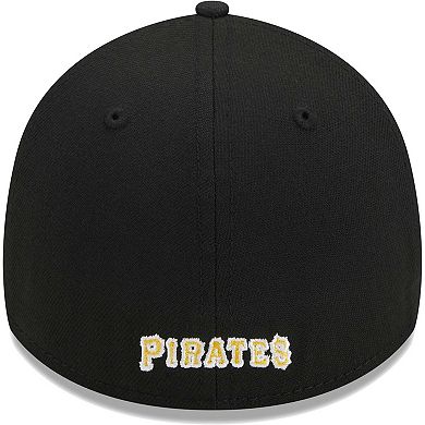 Men's New Era Black Pittsburgh Pirates Logo 39THIRTY Flex Hat