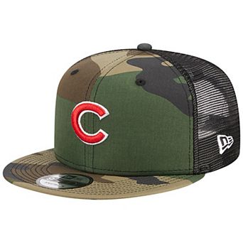 Men's New Era Camo Chicago Cubs Woodland Camo Trucker 9FIFTY Snapback Hat
