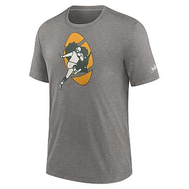 Men's Nike Heather Charcoal Green Bay Packers Rewind Logo Tri-Blend T-Shirt