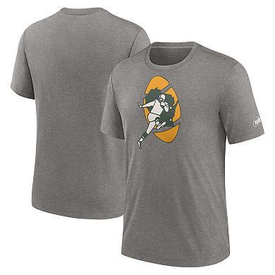 Men's Nike Heather Charcoal Green Bay Packers Rewind Logo Tri-Blend T-Shirt