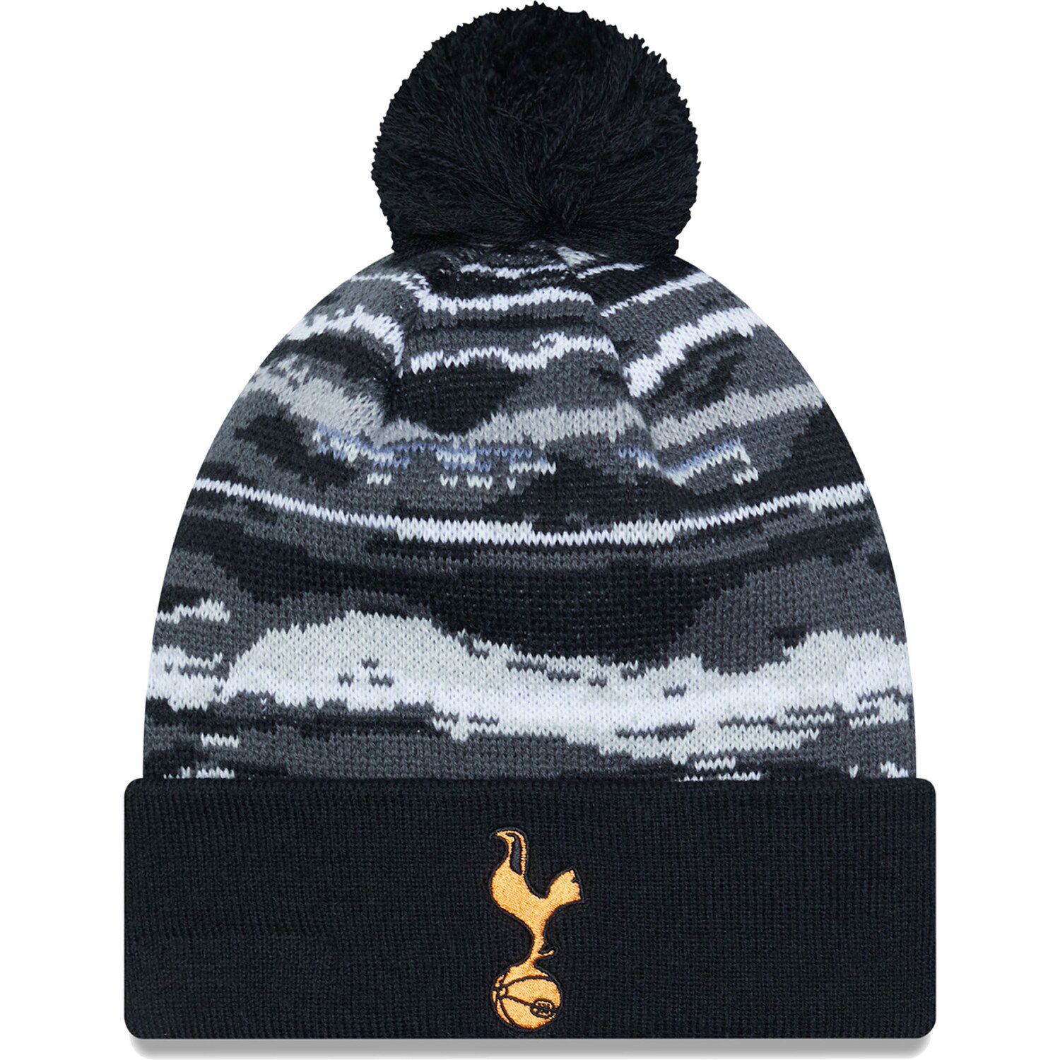 Men's New Era Black Tottenham Hotspur Wave Allover Print Cuffed Knit ...