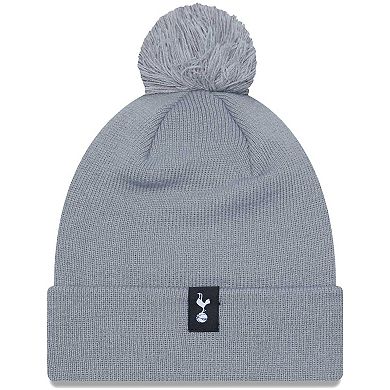 Men's New Era Gray Tottenham Hotspur Flock Cuffed Knit Hat with Pom
