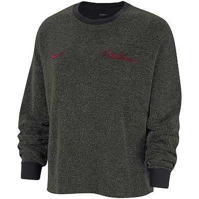 Women's Nike  Black Oklahoma Sooners Yoga Script Pullover Sweatshirt
