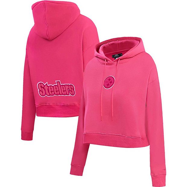 Women s Pro Standard Pittsburgh Steelers Triple Pink Cropped Pullover Hoodie