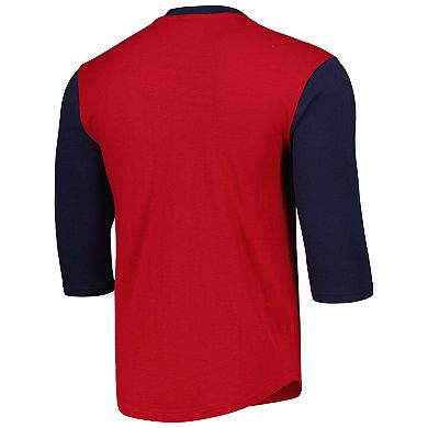 Men's Mitchell & Ness Red St. Louis Cardinals Cooperstown Collection Legendary Slub Henley 3/4-Sleeve T-Shirt