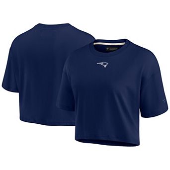 Women's Fanatics Signature Navy New England Patriots Super Soft Boxy Short Sleeve Cropped T-Shirt