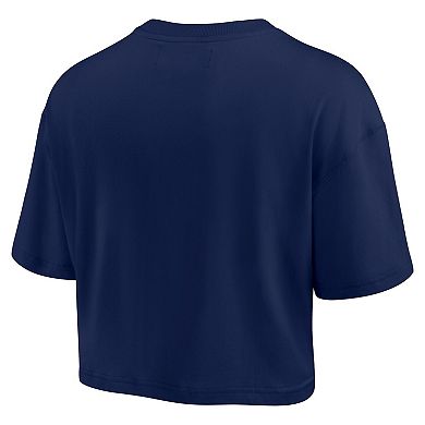 Women's Fanatics Signature Navy New England Patriots Super Soft Boxy Short Sleeve Cropped T-Shirt