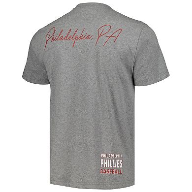 Men's Mitchell & Ness Heather Gray Philadelphia Phillies Cooperstown Collection City Collection T-Shirt