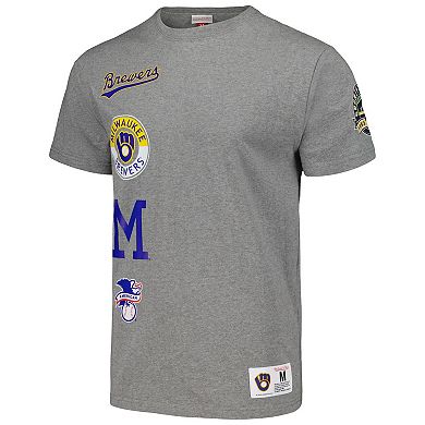 Men's Mitchell & Ness Heather Gray Milwaukee Brewers Cooperstown Collection City Collection T-Shirt