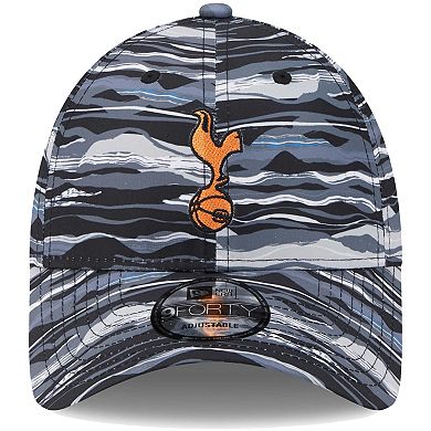 Men's New Era Black Tottenham Hotspur Wave All Over Print 9FORTY Adjustable Hat