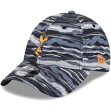 Men's New Era Black Tottenham Hotspur Wave All Over Print 9FORTY Adjustable Hat