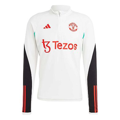 Men's adidas White Manchester United Training AEROREADY Quarter-Zip Top