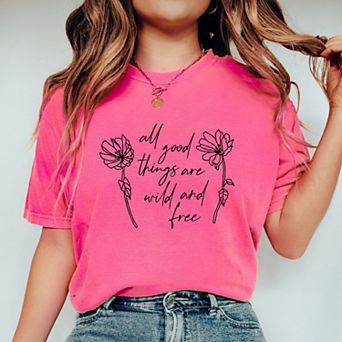 Simply Sage Market Wild and Free Flowers Garment Dyed Tee