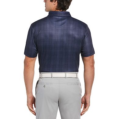 Men's Grand Slam Printed Plaid Short Sleeve Golf Polo