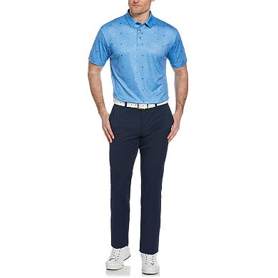 Men's Grand Slam Short Sleeve Allover Golf Print Conversational Polo