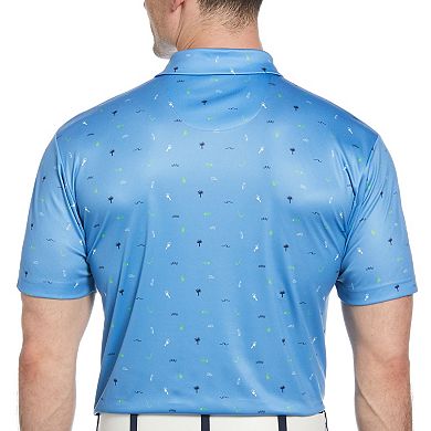 Men's Grand Slam Short Sleeve Allover Golf Print Conversational Polo