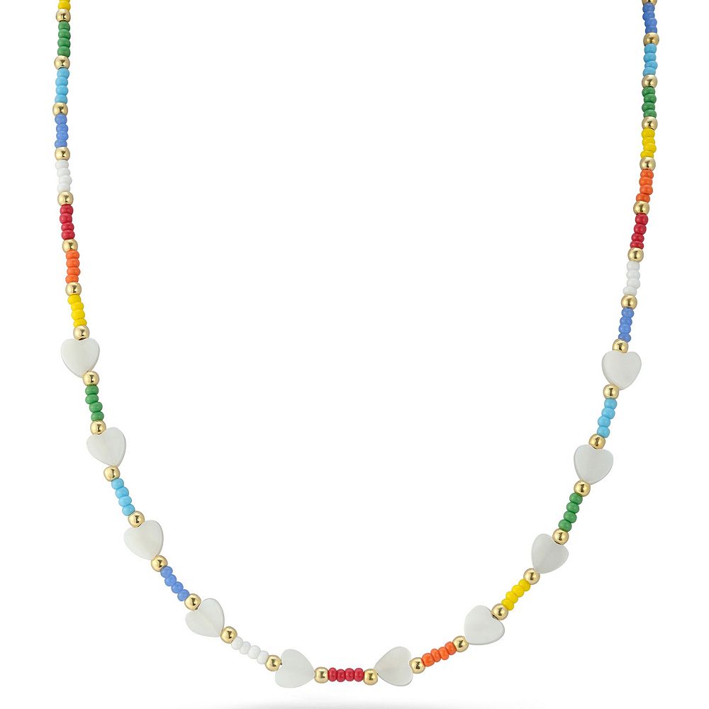 Sunkissed Sterling 14k Gold Over Silver Beaded Heart Choker Necklace
