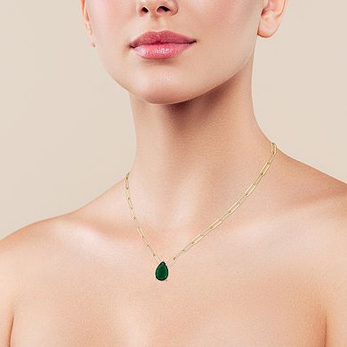 Sunkissed Sterling 14k Gold Over Silver Pear Cubic Zirconia Paper Clip Necklace