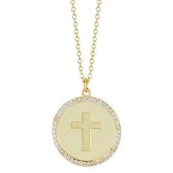 Sunkissed Sterling 14k Gold over Silver CZ Cross Necklace