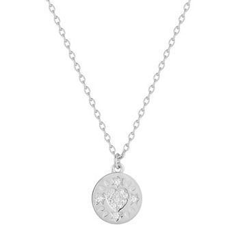 Sunkissed Sterling 14k Gold over Silver CZ Heart Medallion Necklace