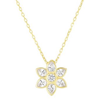 Sunkissed Sterling 14k Gold over Silver CZ Flower Necklace