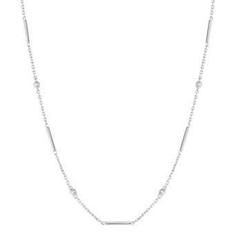 Sunkissed Sterling 14k Gold Over Silver Cubic Zirconia & Bar Choker Necklace