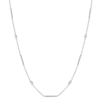 Sunkissed Sterling 14k Gold Over Silver Cubic Zirconia & Bar Choker Necklace