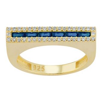 Sunkissed Sterling 14k Gold over Silver CZ Bar Ring