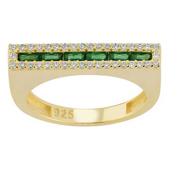 Sunkissed Sterling 14k Gold over Silver CZ Bar Ring