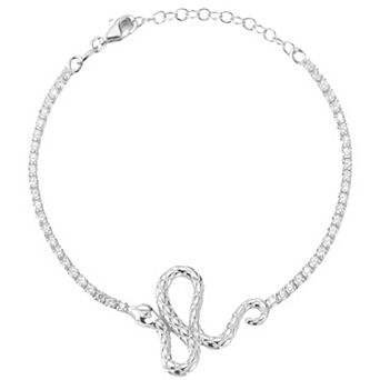 Sunkissed Sterling 14k Gold over Silver CZ Snake Tennis Bracelet