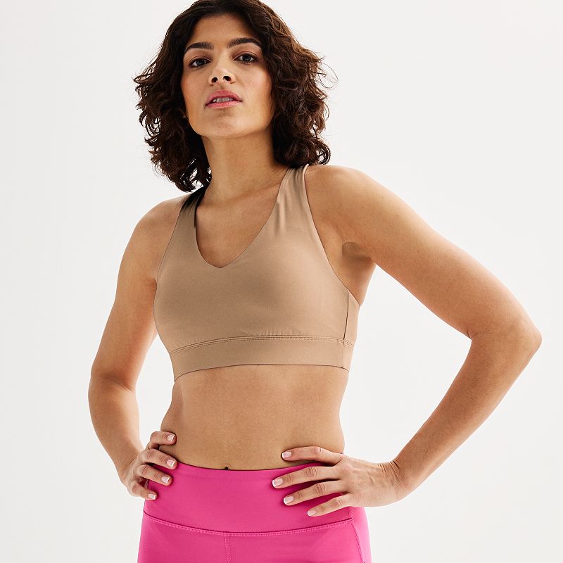 Tek Gear® Ultrastretch Medium-Impact V-Neck Sports Bra, Women's, Size: XL, Mini Latte