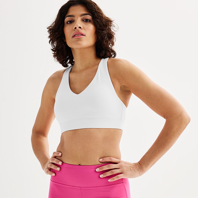 Tek Gear® Ultrastretch Medium-Impact V-Neck Sports Bra, Women's, Modern White