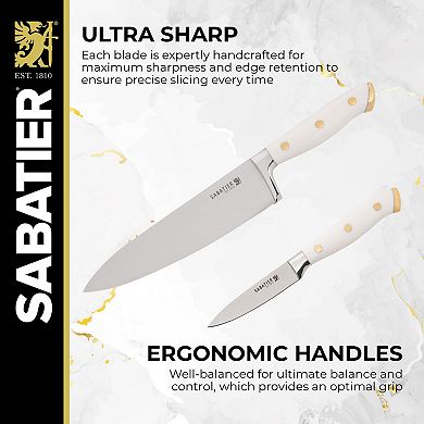Sabatier 16-pc. White Knife Block Set with Cutting Board