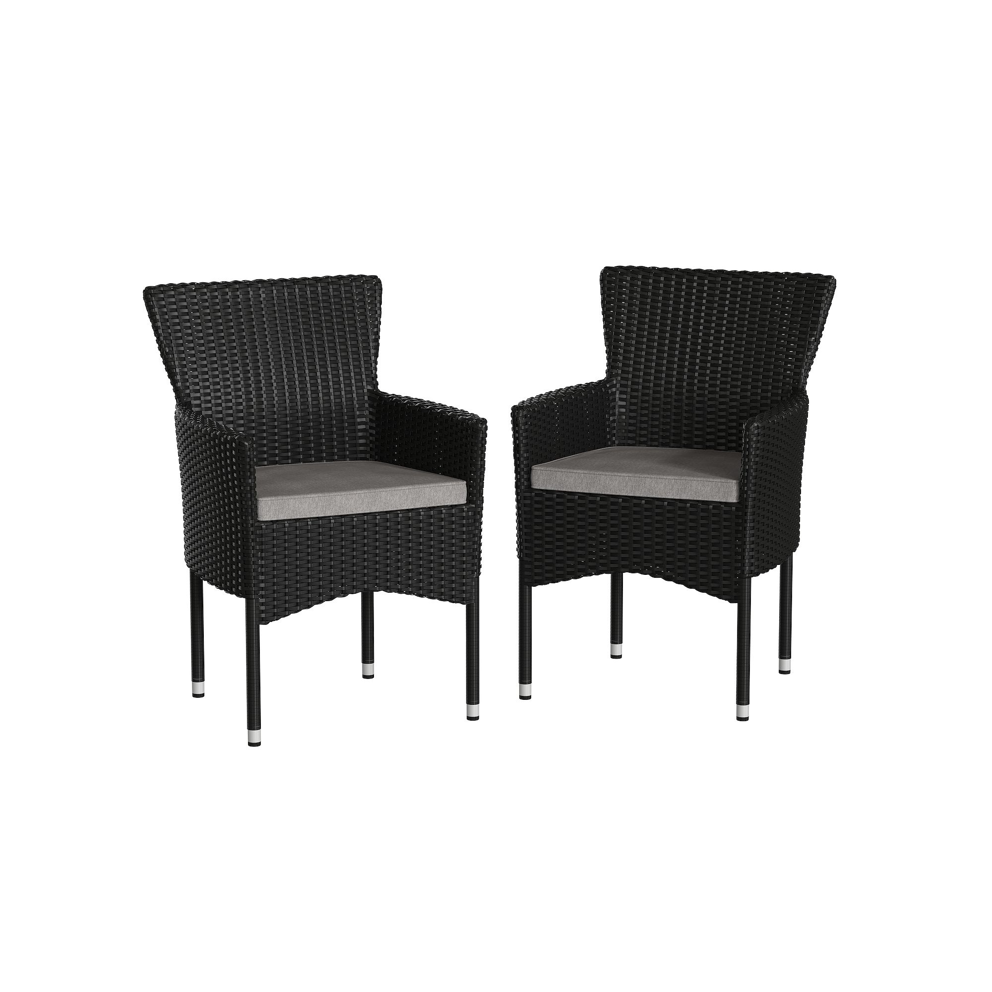 Flash Furniture Maxim Modern Wicker Patio Arm Chair 2-piece Set, Black Gray