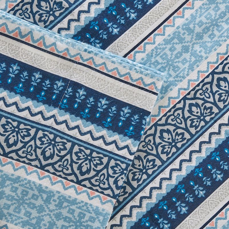 True North by Sleep Philosophy Cozy Cotton Flannel Sheet Set, Med Blue, Kin