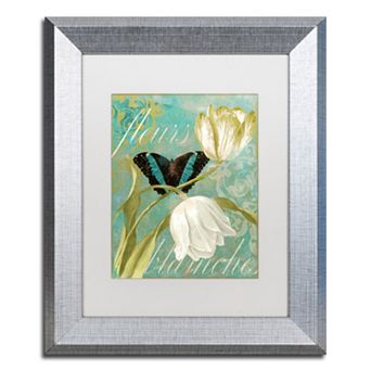 Trademark Fine Art White Tulips Silver Finish Framed Wall Art - Size 16x20