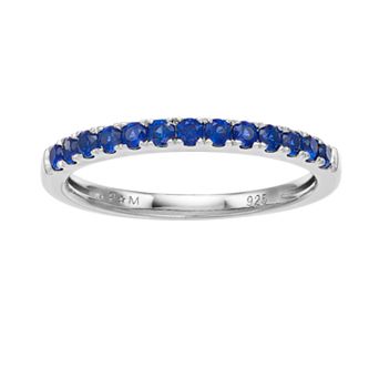 Sterling Silver Lab-Created Sapphire Band - Size: 7