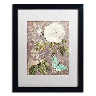 Trademark Fine Art White Rose Paris Black Framed Wall Art - Size 11x14