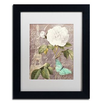 Trademark Fine Art White Rose Paris Black Framed Wall Art - Size 11x14