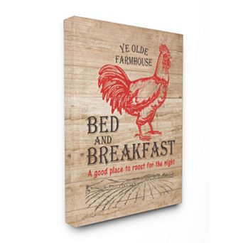 Stupell Home Decor Bed And Breakfast Red Rooster Wall Art - Size: 24X30