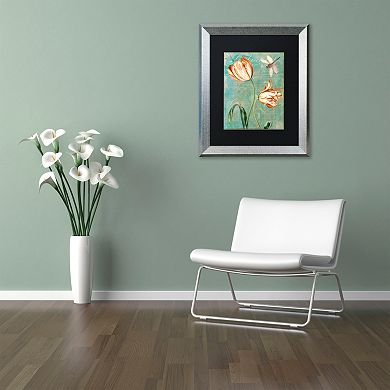 Trademark Fine Art Tulips Ablaze I Silver Finish Framed Wall Art