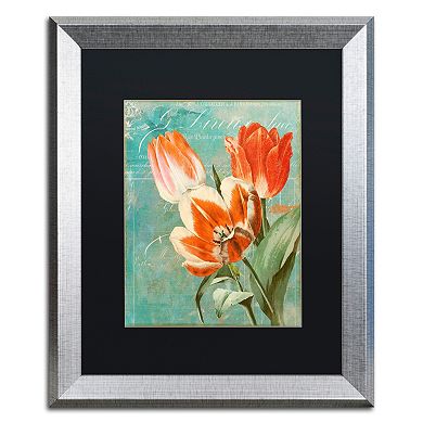 Trademark Fine Art Tulips Ablaze II Silver Finish Framed Wall Art - Size 11x14