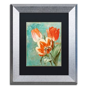 Trademark Fine Art Tulips Ablaze II Silver Finish Framed Wall Art - Size 11x14