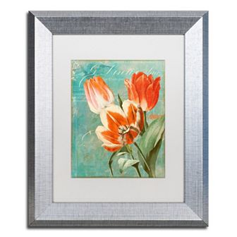 Trademark Fine Art Tulips Ablaze II Silver Finish Framed Wall Art - Size 11x14