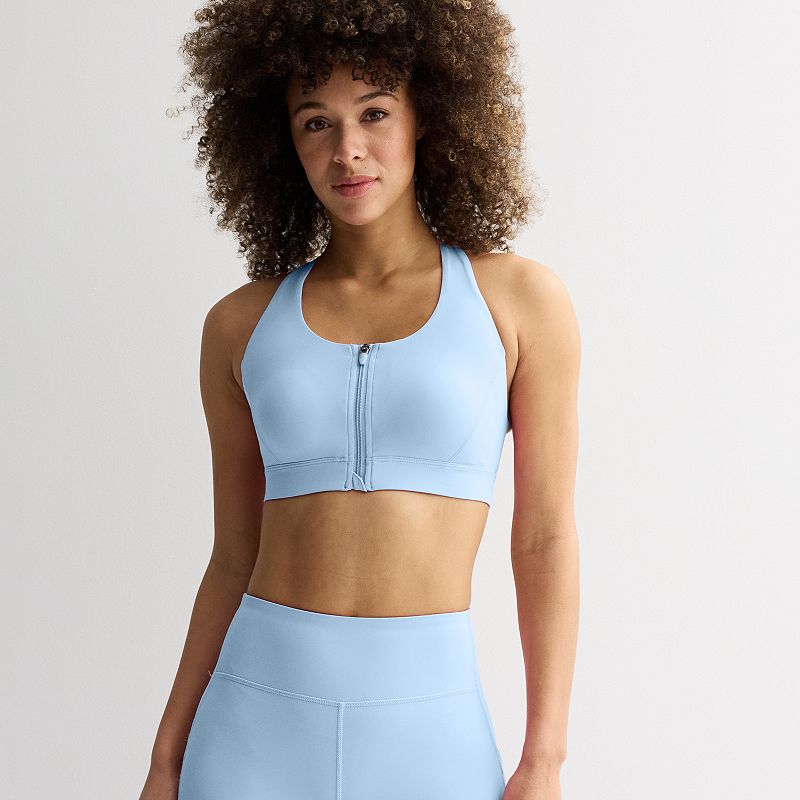 Women's Tek Gear® Ultrastretch Medium Support Zip Front Sports Bra, Size: XL, Baron River