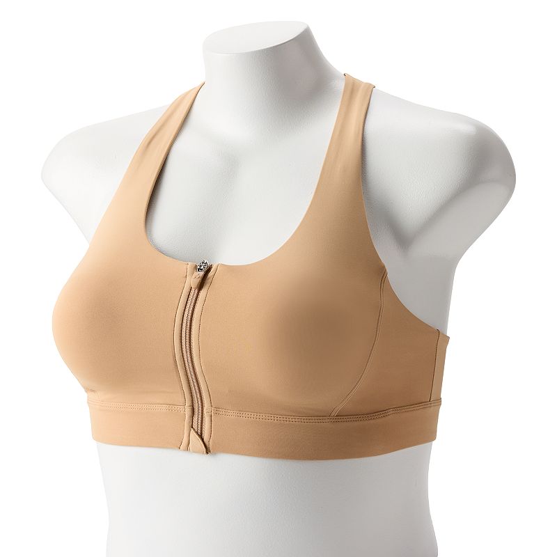 Women's Tek Gear® Ultrastretch Medium Support Zip Front Sports Bra, Size: XXL, Mini Latte